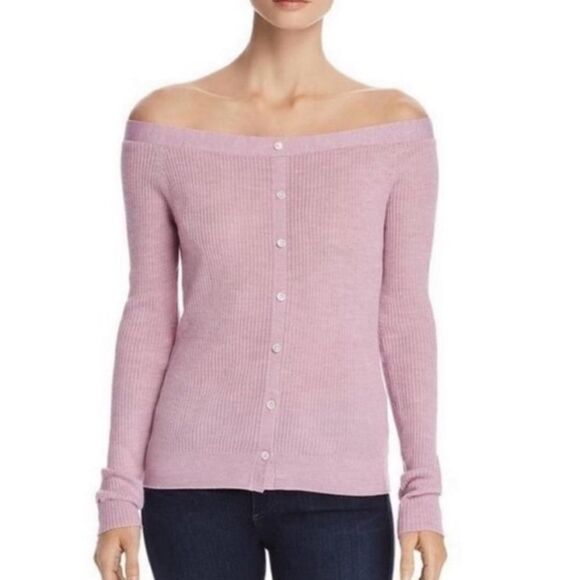 Frame Revolve Off the Shoulder Lilac Cardigan Sweater Size Medium New MSRP 280 - Picture 1 of 8